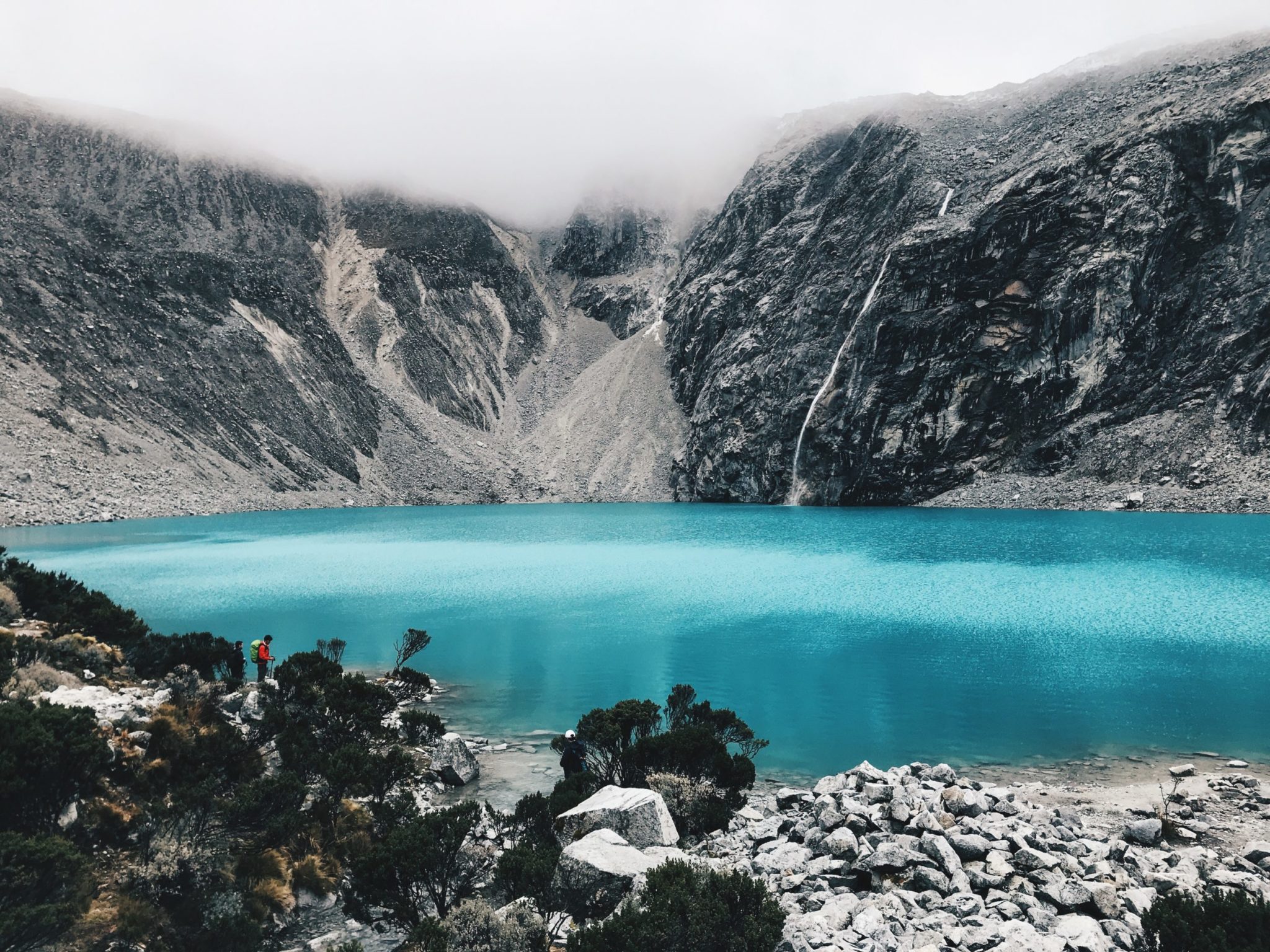 Blue lake surrounded by mountains