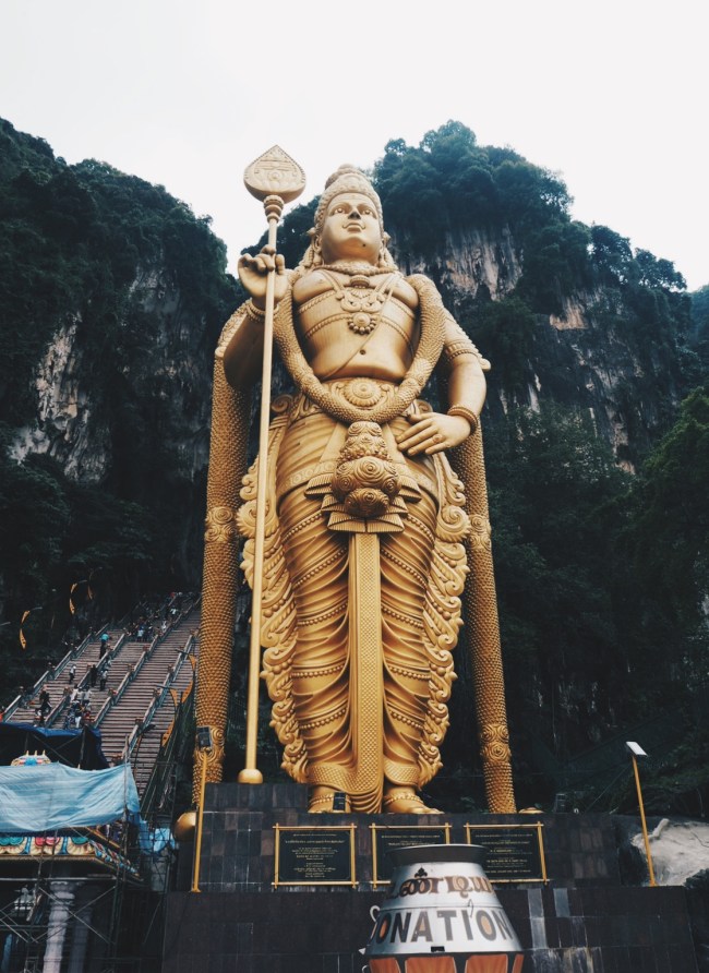 The Murugan Statue by the stairs leading to the Temple Cave, Batu Caves